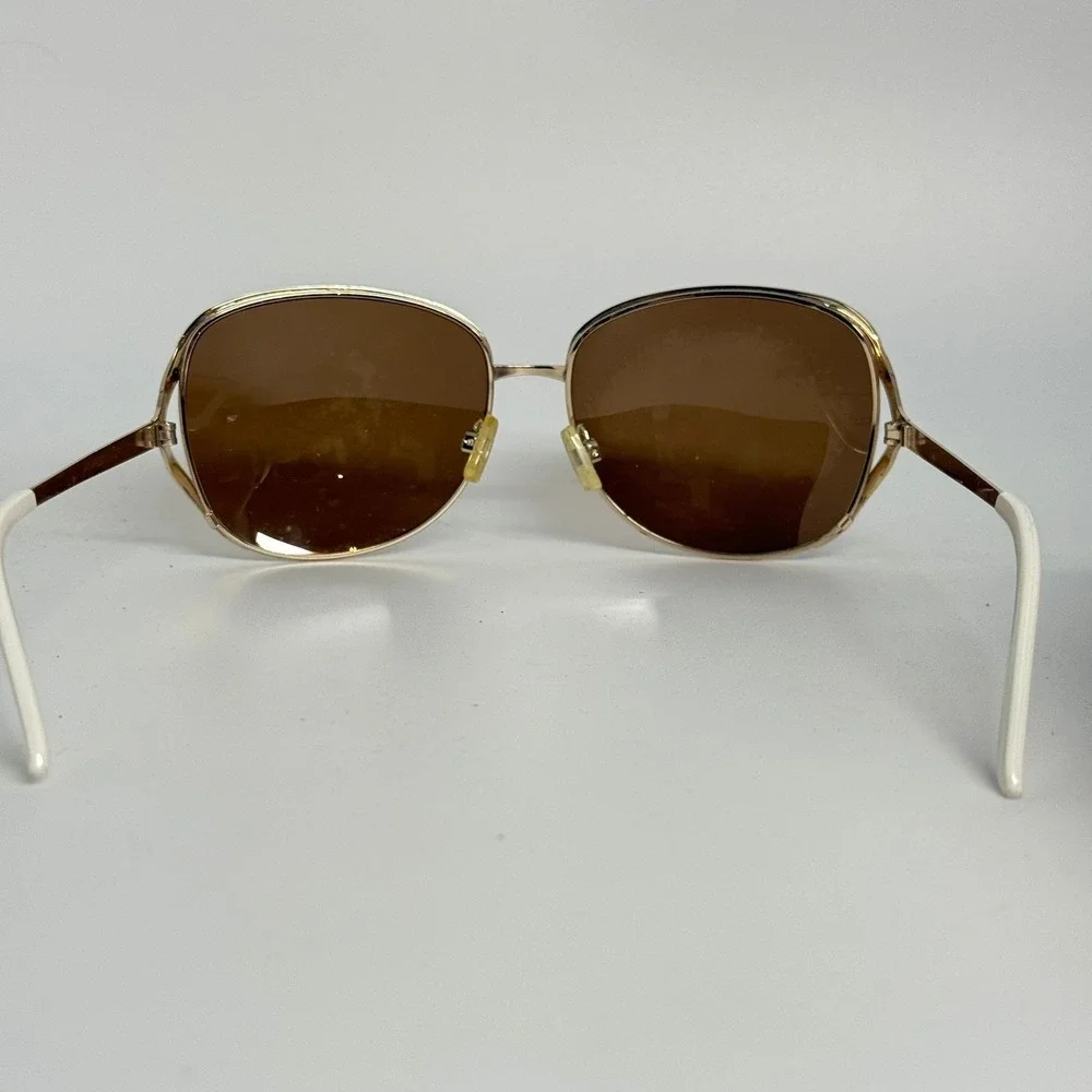 Steve Madden Polarized Sunglasses S5226P GLDWH Gold White Butterfly Oversized